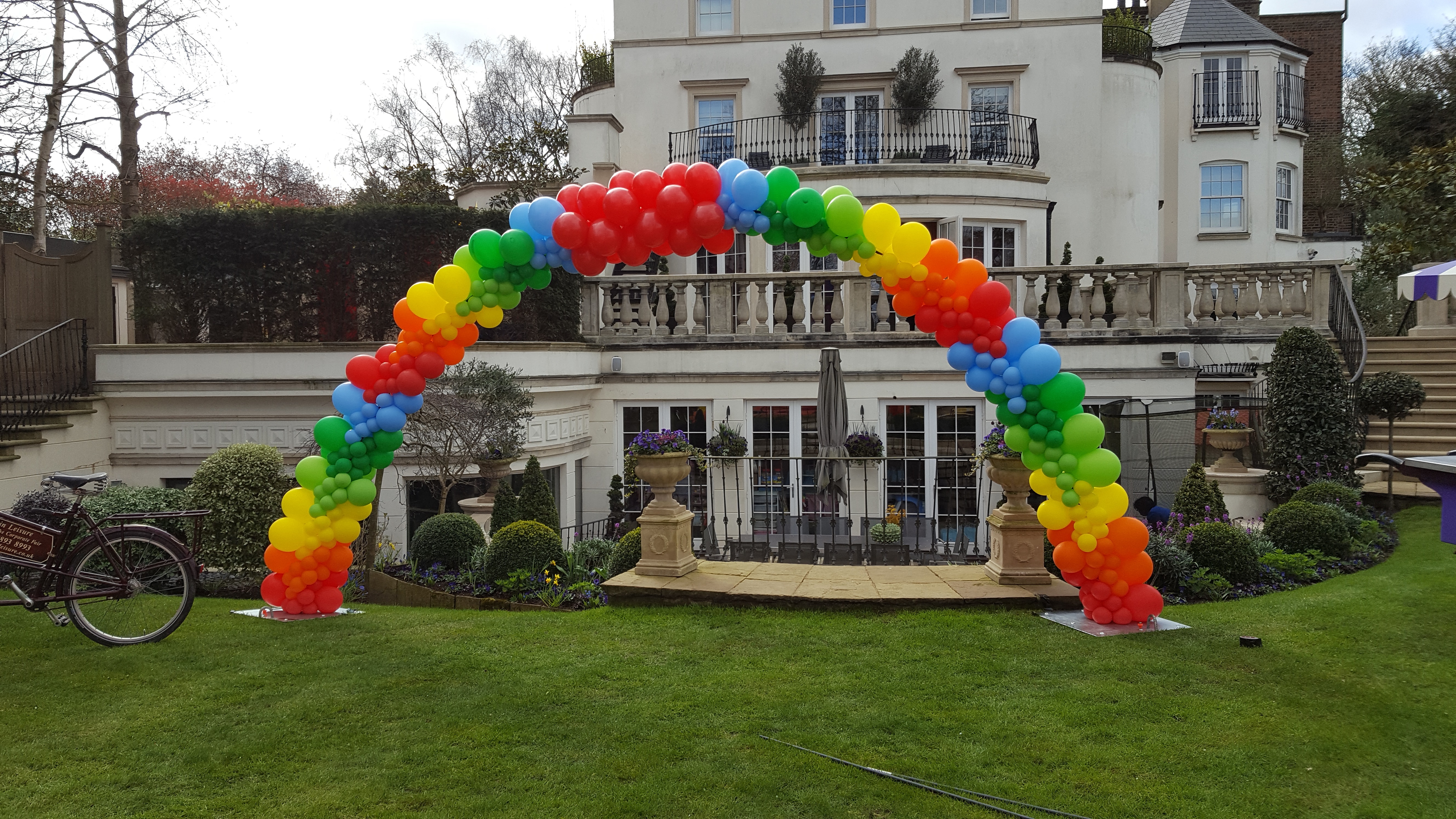 Bright Rainbow Balloon Arch